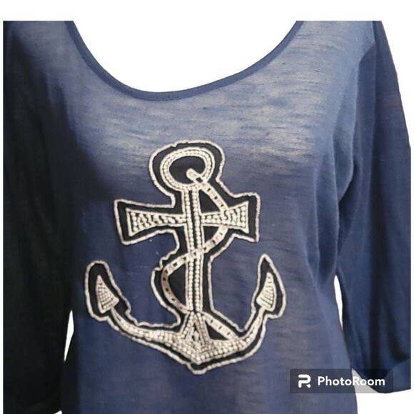 Xhilaration Anchor Short Sleeve Top Size XL Women - Picture 2 of 7
